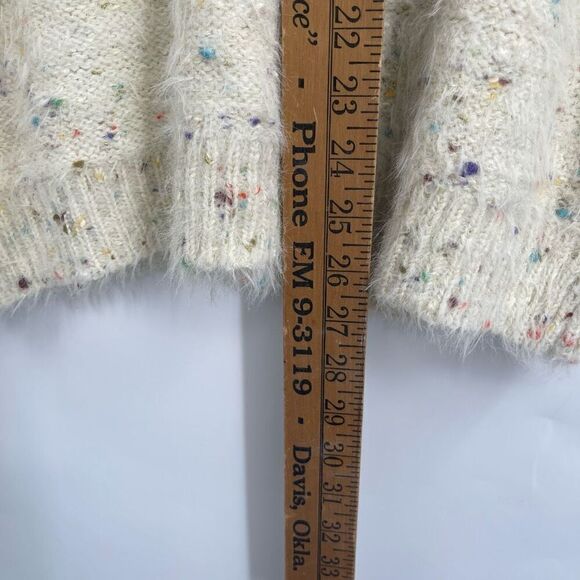 FRNCH Cream Eyelash Confetti V-Neck Button Oversized Cardigan Sweater Medium - Picture 9 of 9